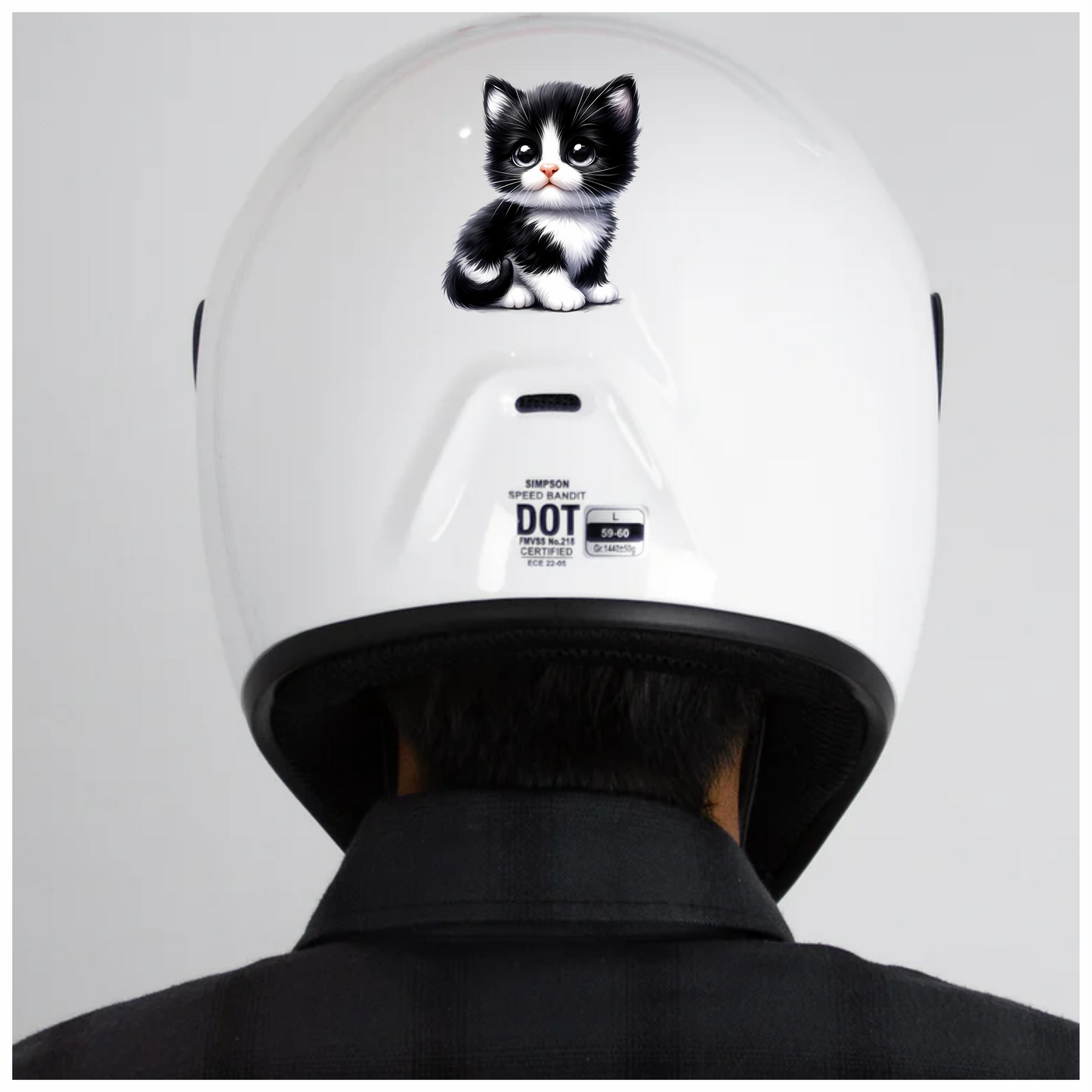 Black White Kitten Cute Sitting Vinyl Sticker Decal