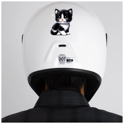 Black White Kitten Cute Sitting Vinyl Sticker Decal