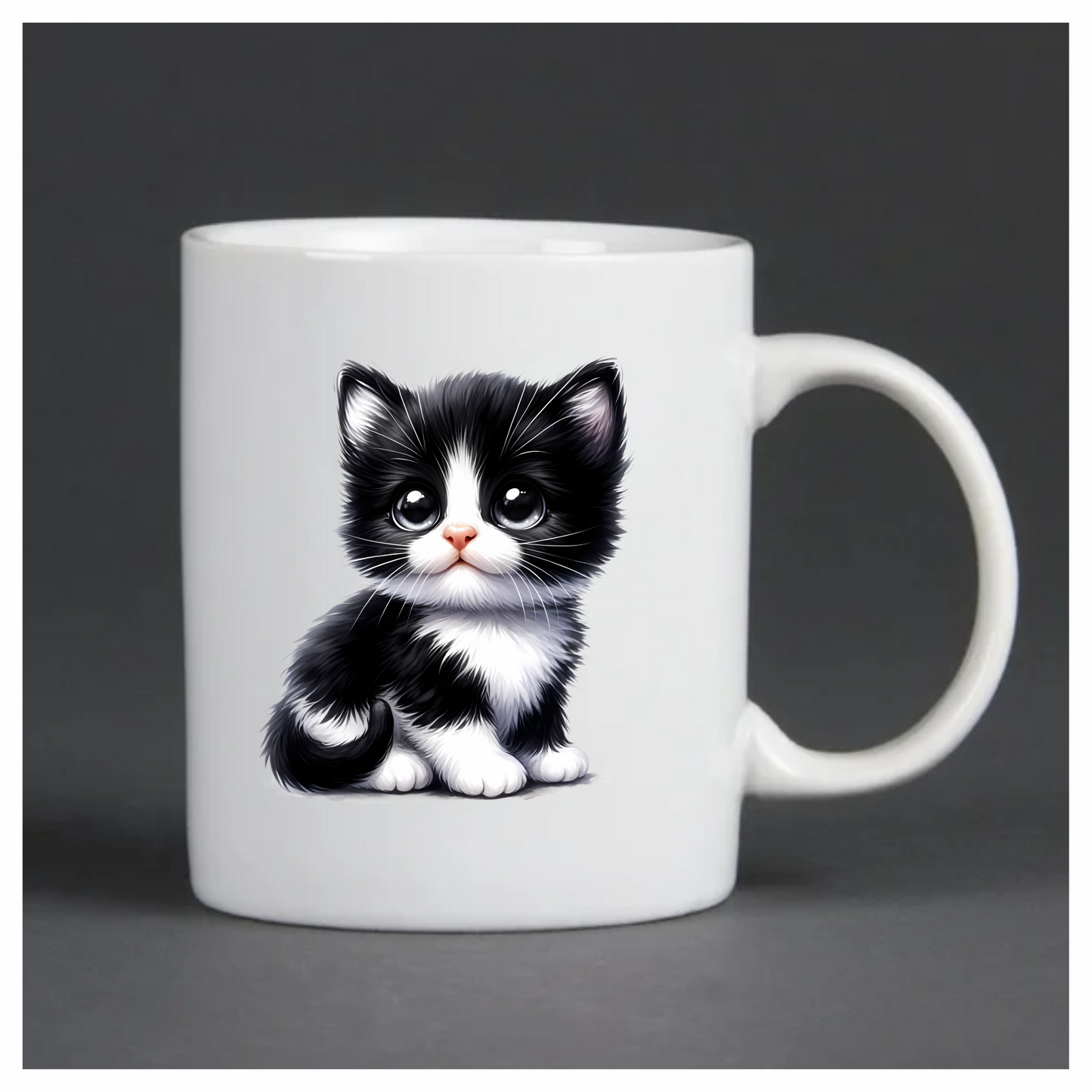 Black White Kitten Cute Sitting Vinyl Sticker Decal