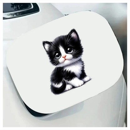 Black White Kitten Cute Sitting Vinyl Sticker Decal