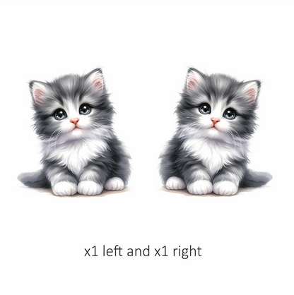 Grey White Kitten Fluffy Cute Vinyl Sticker Decal