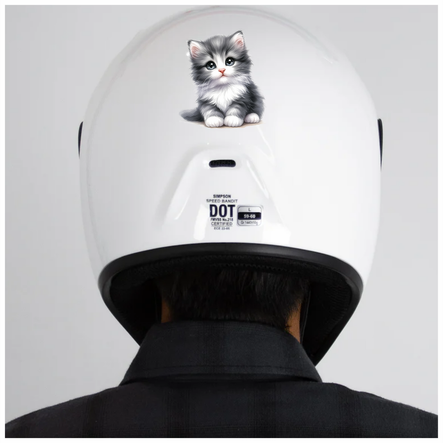 Grey White Kitten Fluffy Cute Vinyl Sticker Decal