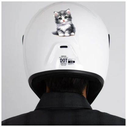 Grey White Kitten Fluffy Cute Vinyl Sticker Decal