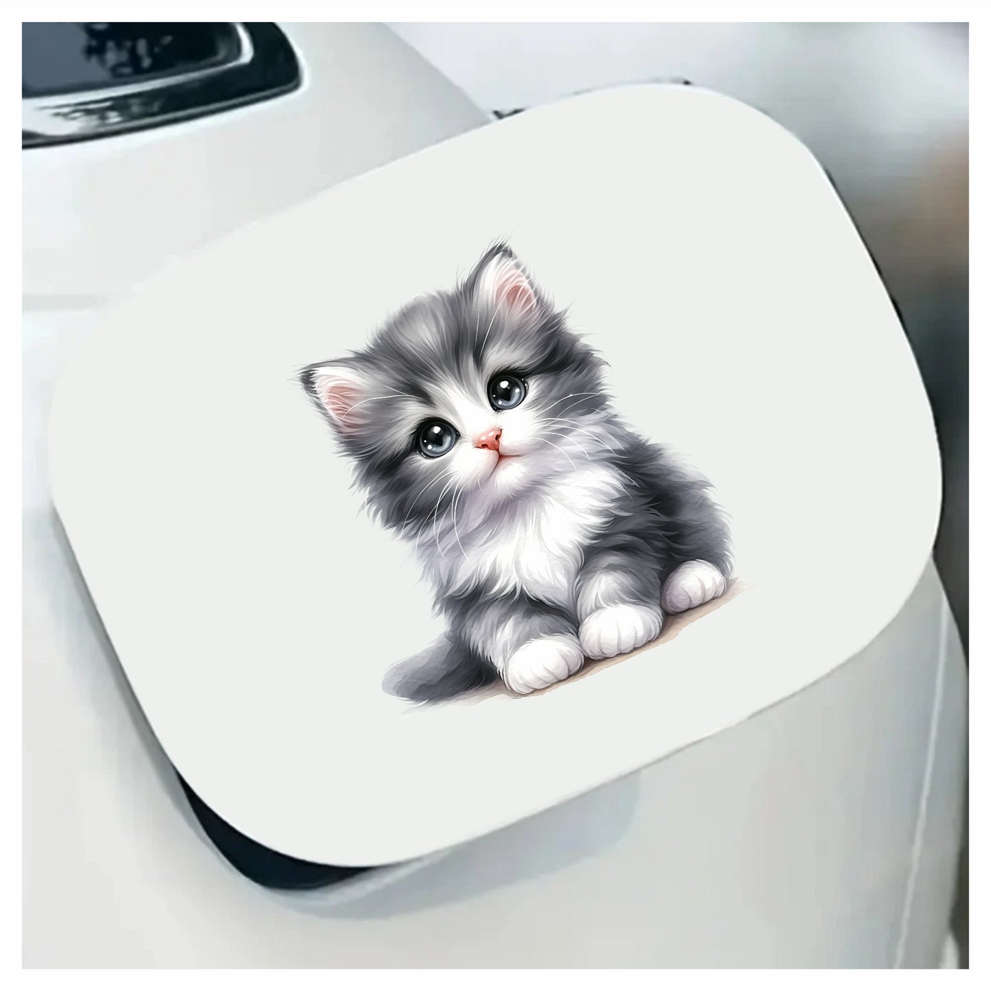 Grey White Kitten Fluffy Cute Vinyl Sticker Decal