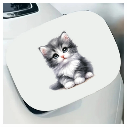 Grey White Kitten Fluffy Cute Vinyl Sticker Decal