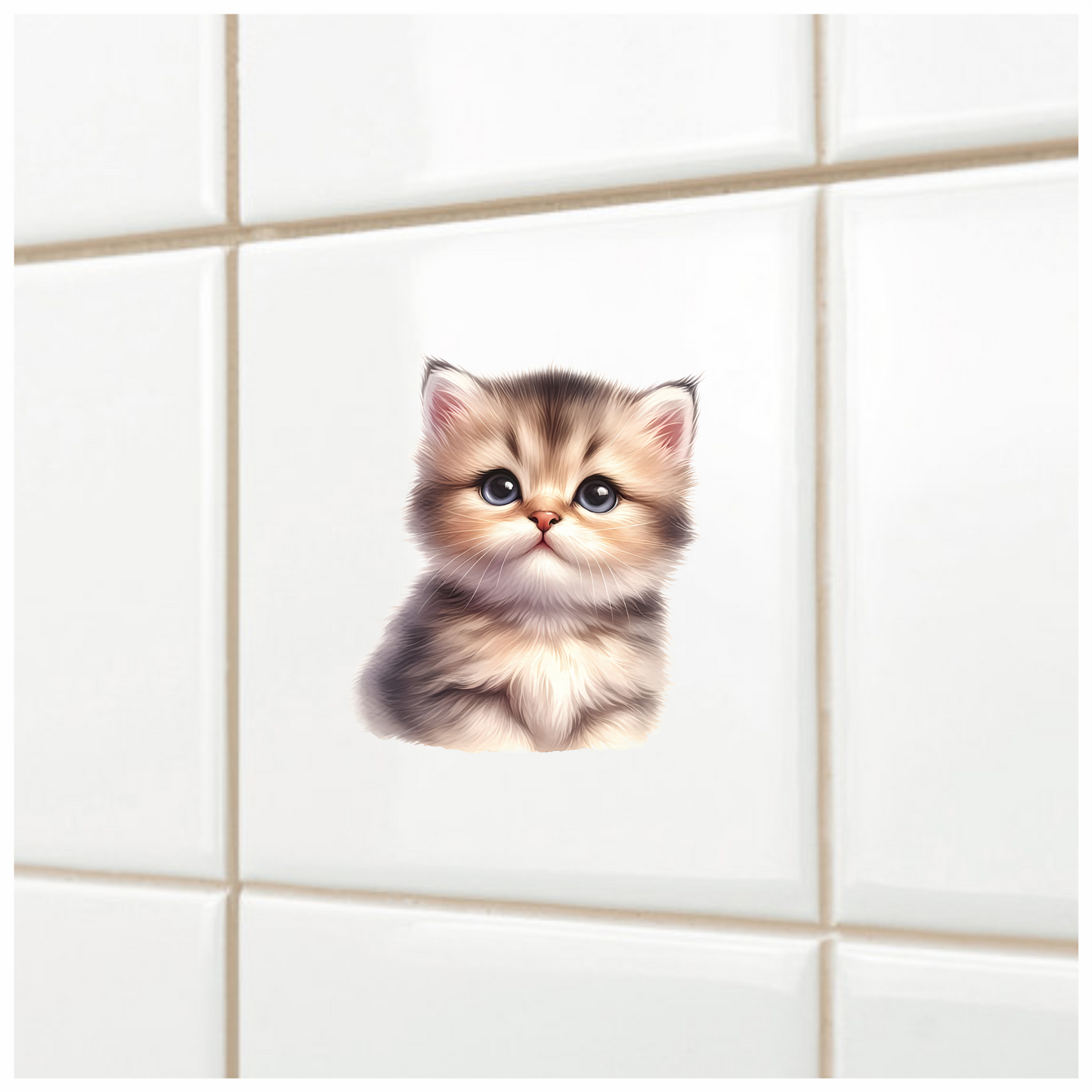 Brown Fluffy Kitten Persian Breed Vinyl Sticker Decal