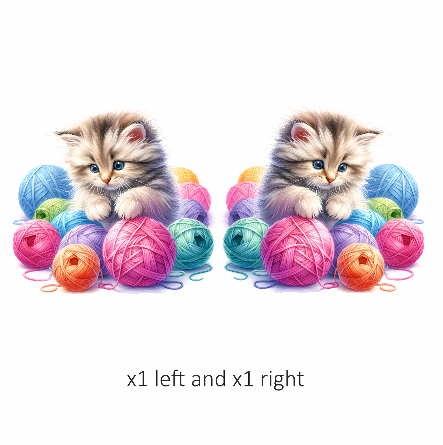 Gray Kitten Persian Colorful Yarn Vinyl Sticker Decal