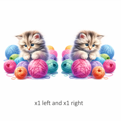 Gray Kitten Persian Colorful Yarn Vinyl Sticker Decal