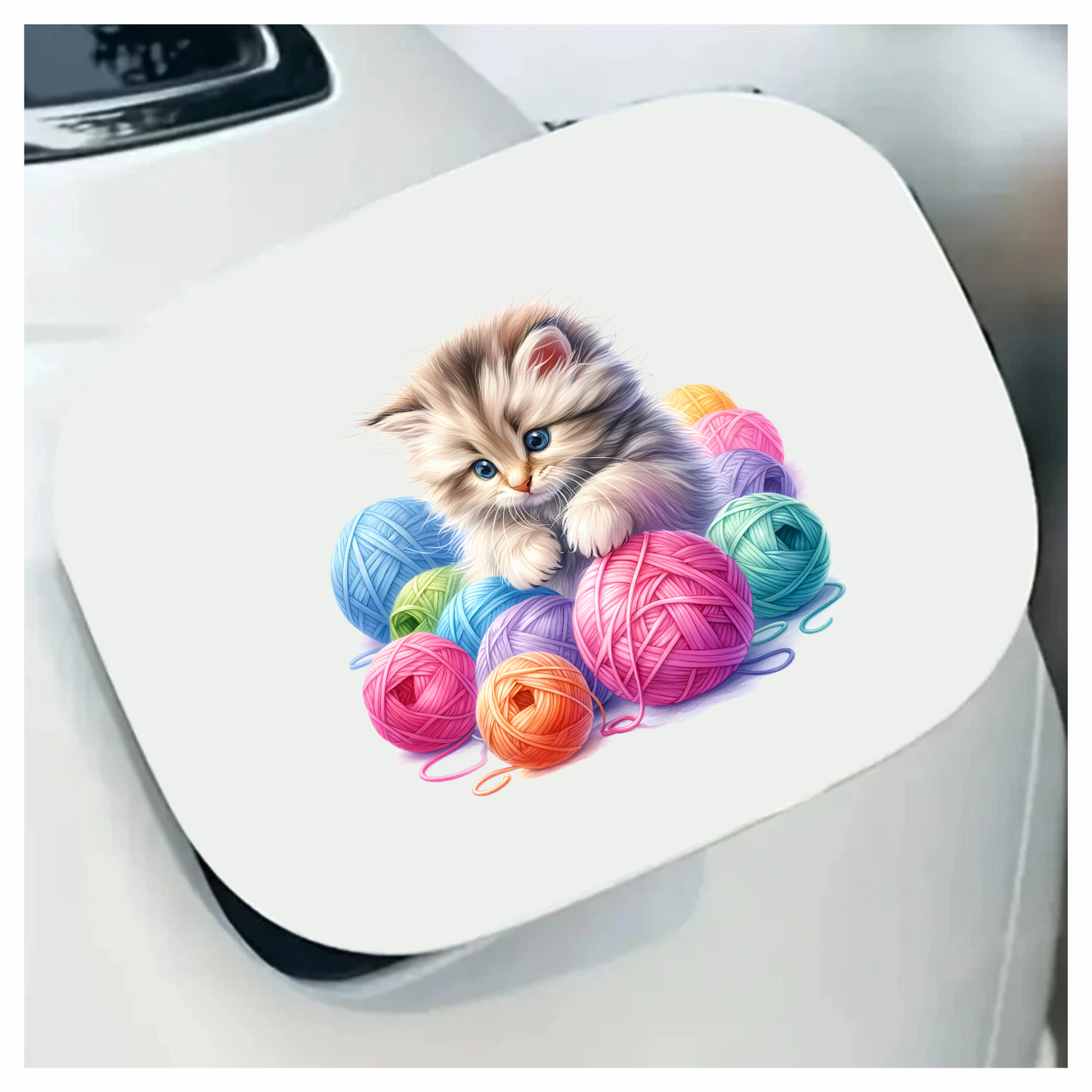 Gray Kitten Persian Colorful Yarn Vinyl Sticker Decal