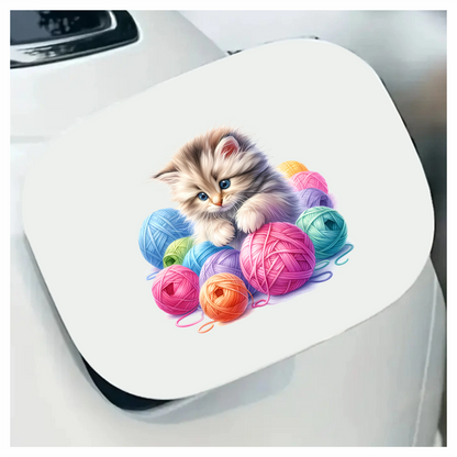 Gray Kitten Persian Colorful Yarn Vinyl Sticker Decal