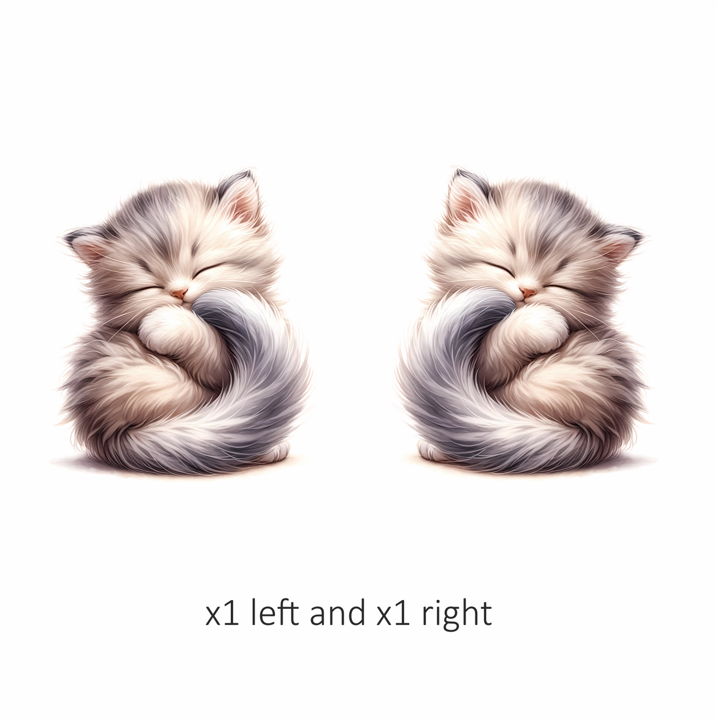 White Fluffy Kitten Persian Sleeping Vinyl Sticker Decal