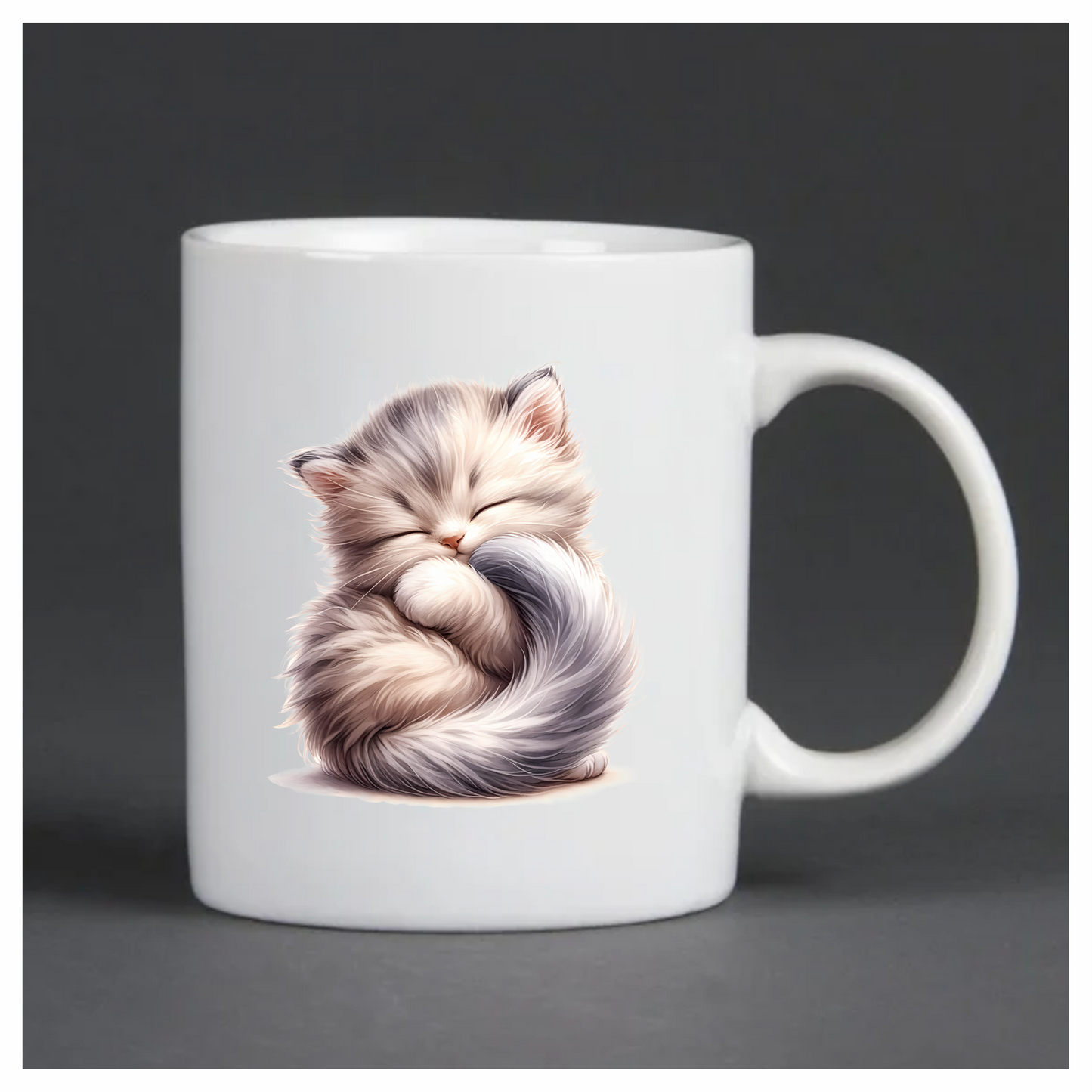 White Fluffy Kitten Persian Sleeping Vinyl Sticker Decal