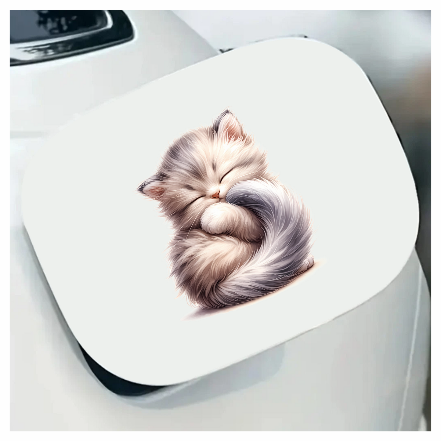 White Fluffy Kitten Persian Sleeping Vinyl Sticker Decal