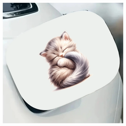 White Fluffy Kitten Persian Sleeping Vinyl Sticker Decal