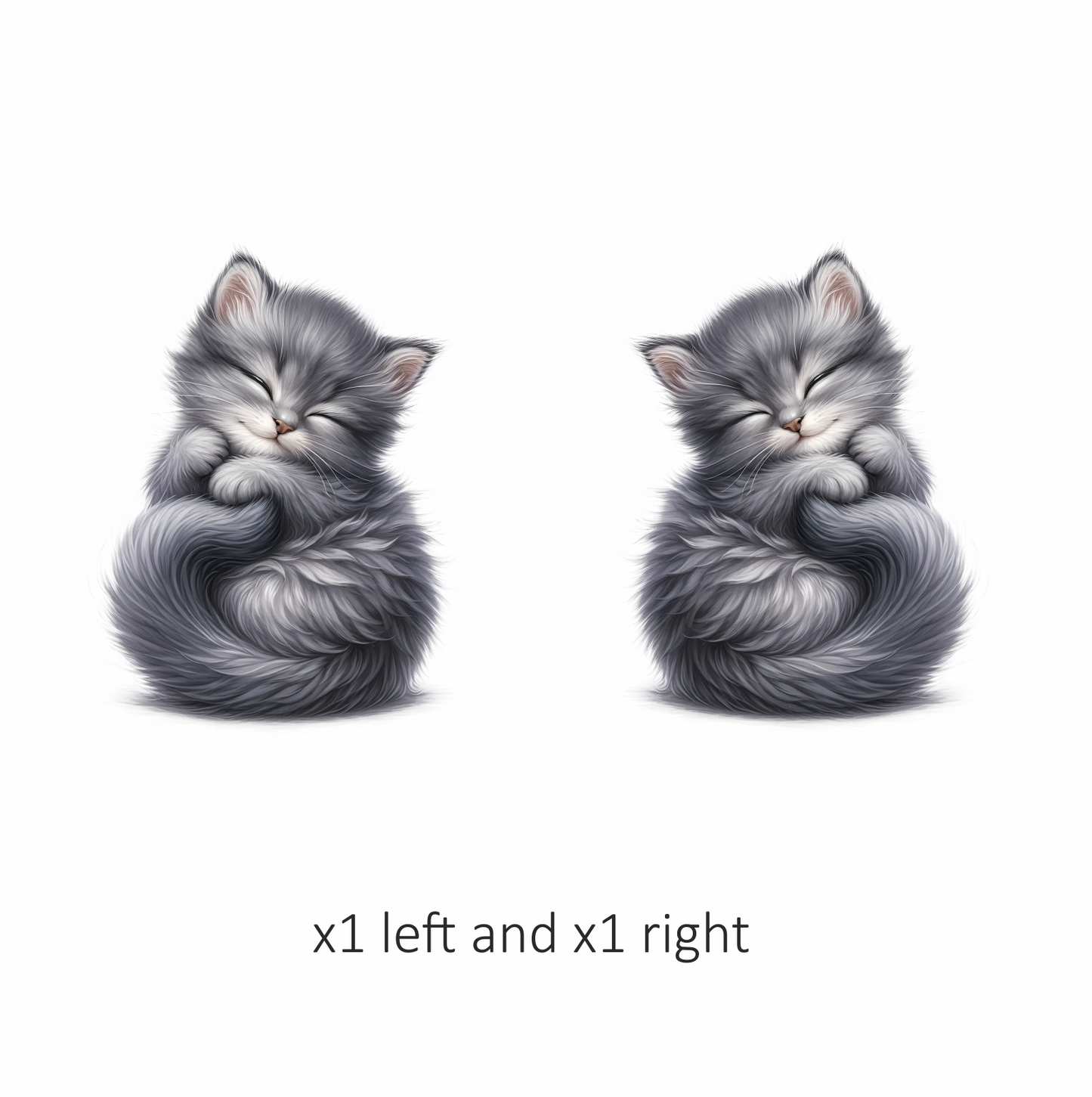 Grey Fluffy Kitten Sleeping Curl Vinyl Sticker Decal