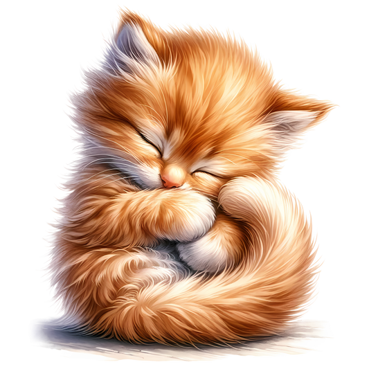 Orange Fluffy Kitten Sleeping Cute Vinyl Sticker Decal