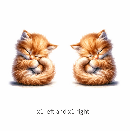Orange Fluffy Kitten Sleeping Cute Vinyl Sticker Decal