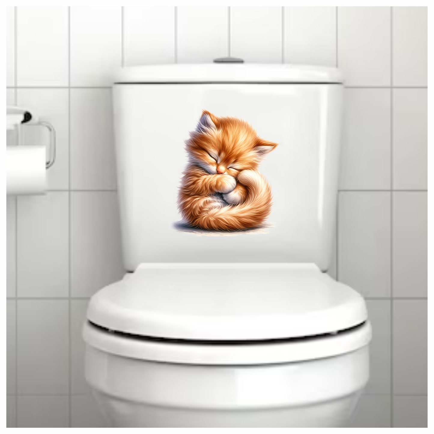 Orange Fluffy Kitten Sleeping Cute Vinyl Sticker Decal