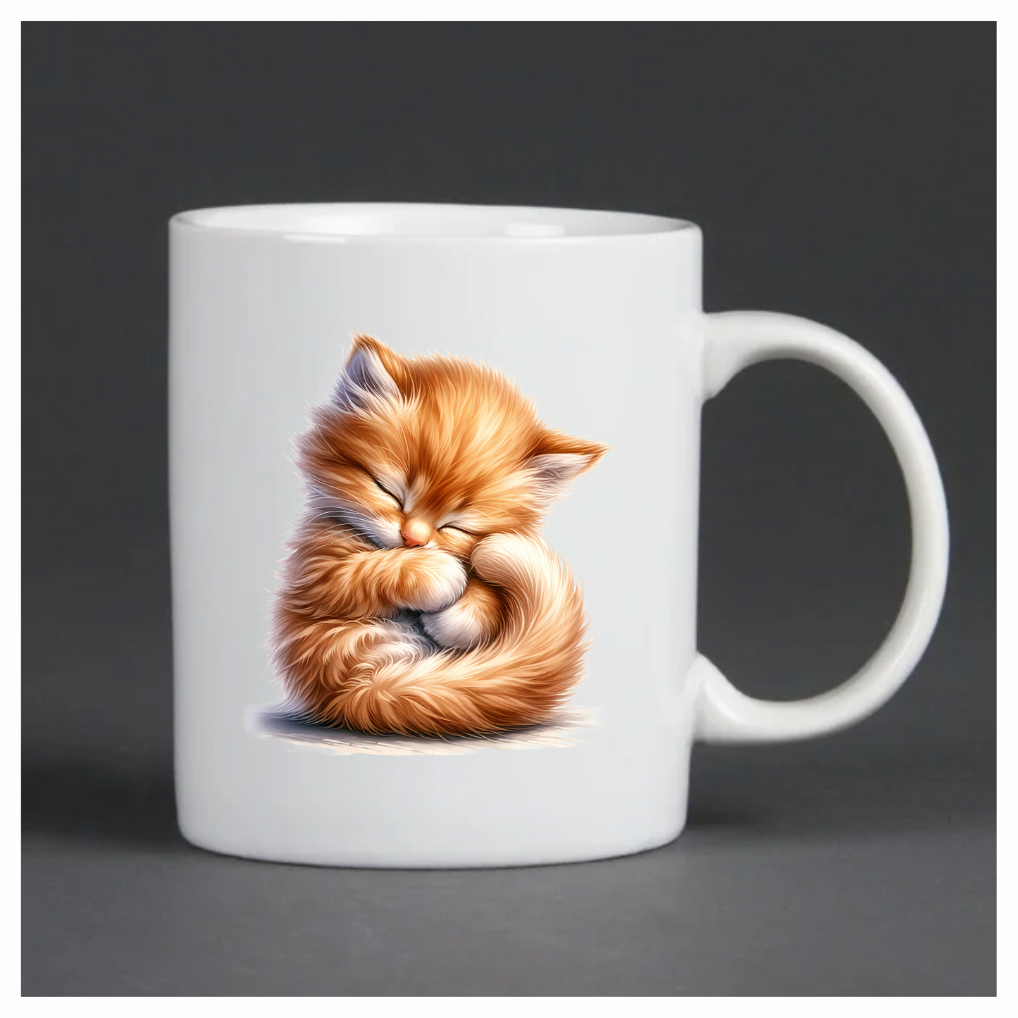 Orange Fluffy Kitten Sleeping Cute Vinyl Sticker Decal