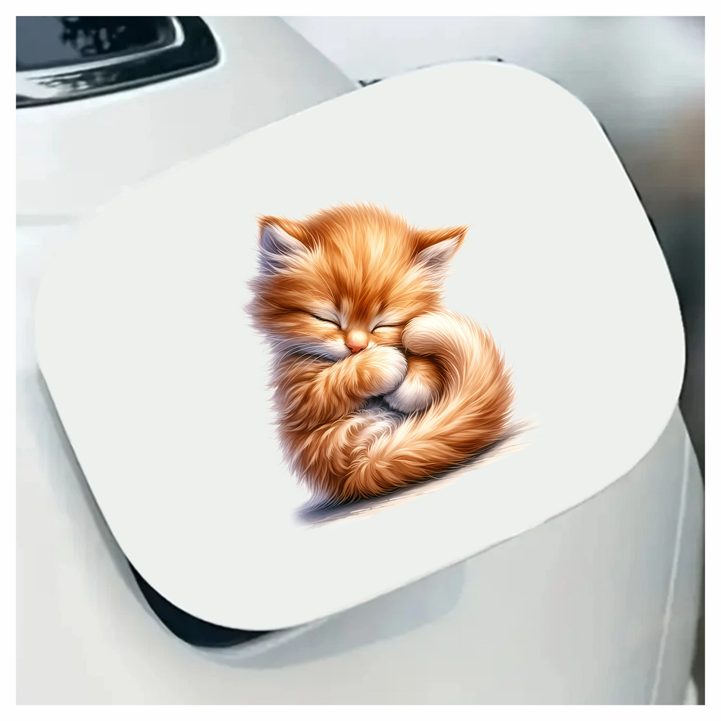 Orange Fluffy Kitten Sleeping Cute Vinyl Sticker Decal