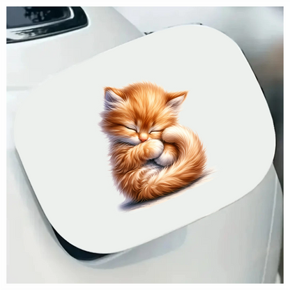 Orange Fluffy Kitten Sleeping Cute Vinyl Sticker Decal