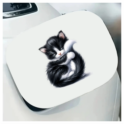 Black White Fluffy Kitten Sleeping Vinyl Sticker Decal