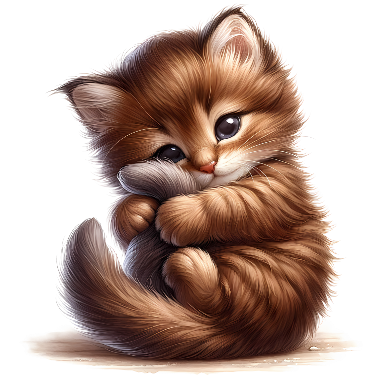Brown Kitten Fluffy Tail Cute Vinyl Sticker Decal