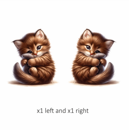 Brown Kitten Fluffy Tail Cute Vinyl Sticker Decal