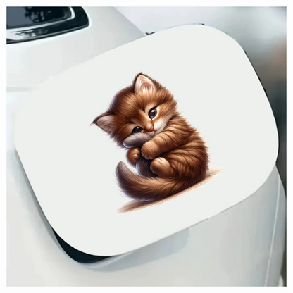 Brown Kitten Fluffy Tail Cute Vinyl Sticker Decal