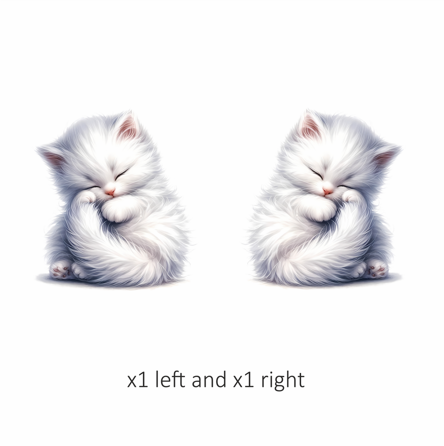 White Fluffy Kitten Sleeping Cute Vinyl Sticker Decal