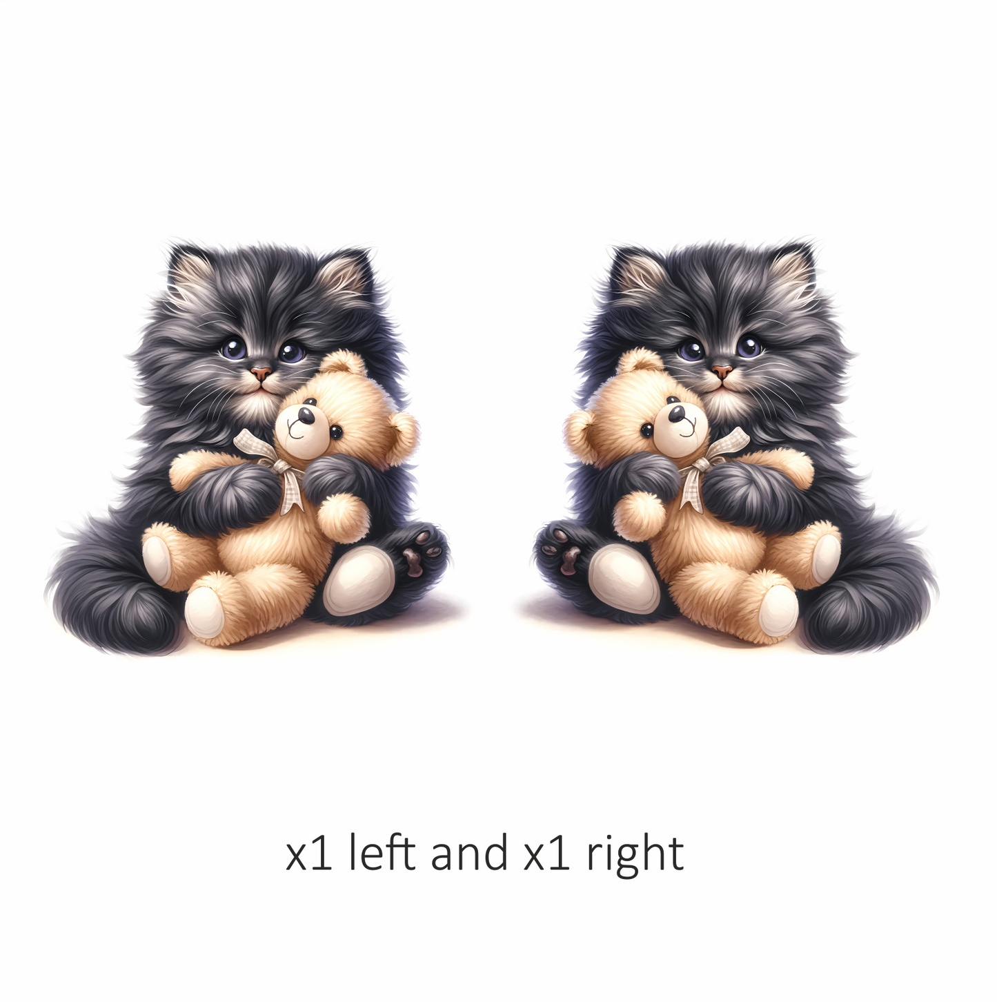 Black Kitten Hugging Teddy Bear Vinyl Sticker Decal