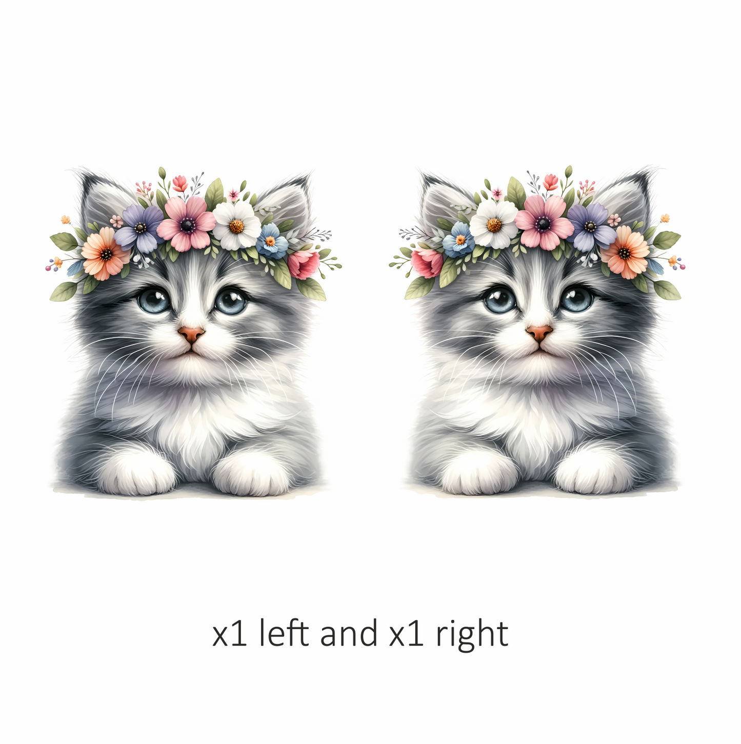 Gray Kitten Flower Crown Cute Vinyl Sticker Decal