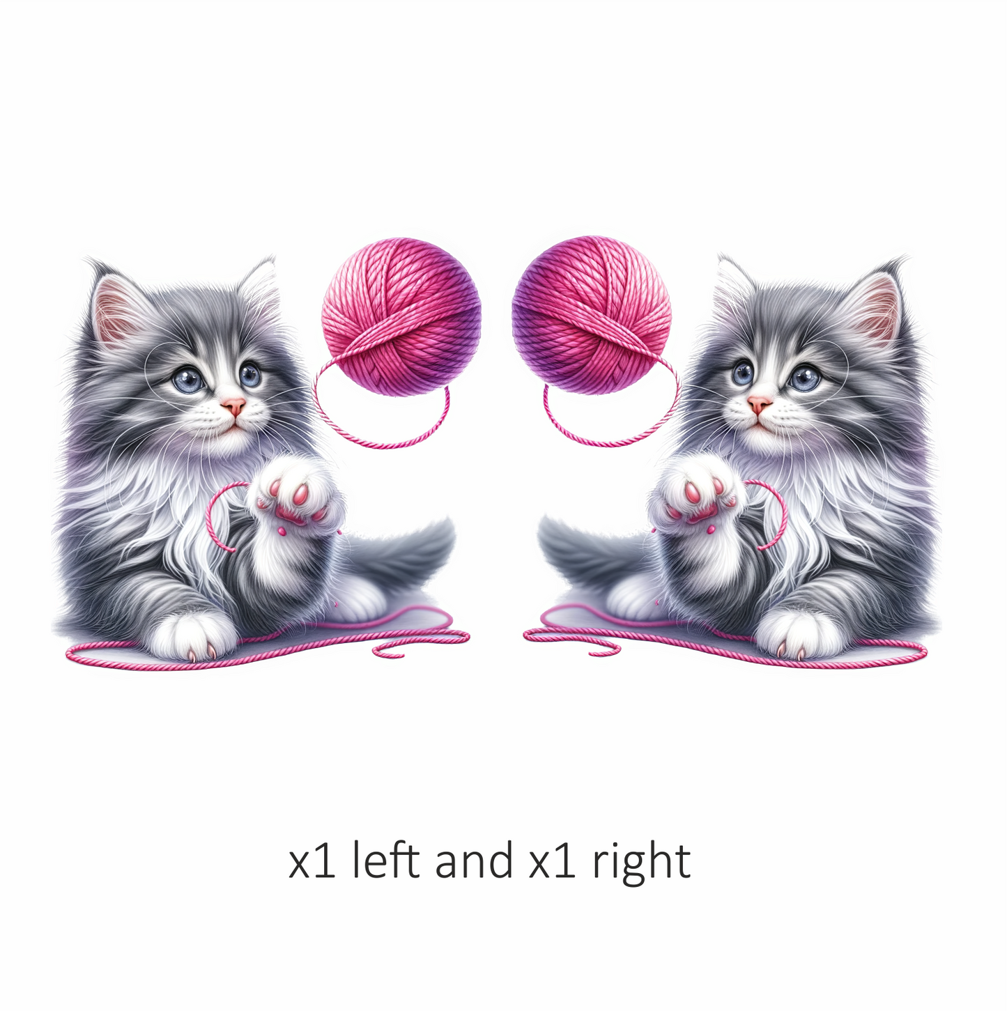 Gray White Kitten Fluffy Yarn Vinyl Sticker Decal