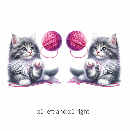 Gray White Kitten Fluffy Yarn Vinyl Sticker Decal