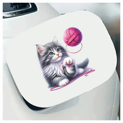 Gray White Kitten Fluffy Yarn Vinyl Sticker Decal