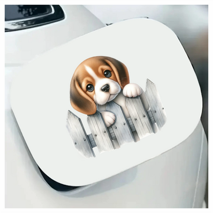 Brown White Beagle Puppy Fence Vinyl Sticker Decal