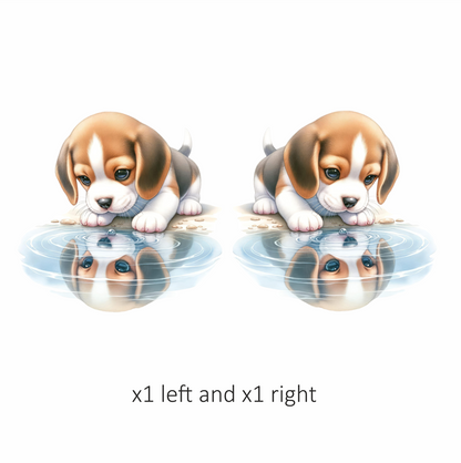 Brown Puppy Beagle Water Reflection Vinyl Sticker Decal