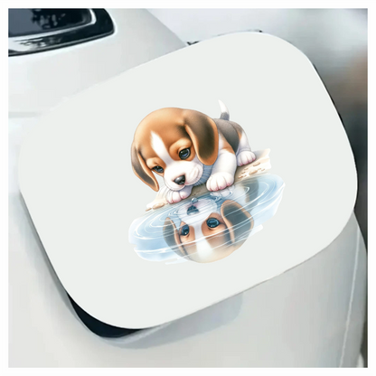 Brown Puppy Beagle Water Reflection Vinyl Sticker Decal
