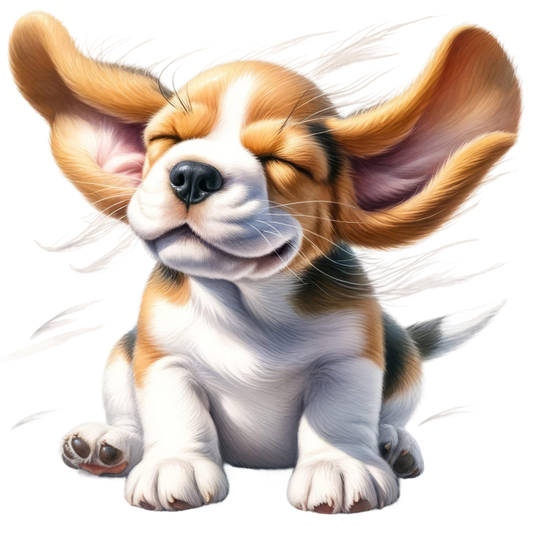 Brown White Puppy Beagle Sitting Happy Vinyl Sticker Decal