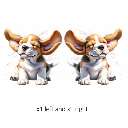 Brown White Puppy Beagle Sitting Happy Vinyl Sticker Decal