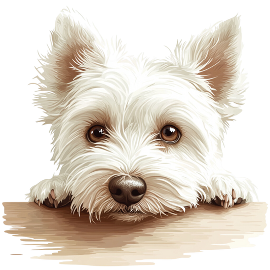 White Dog Westie Head Close Table Vinyl Sticker Decal