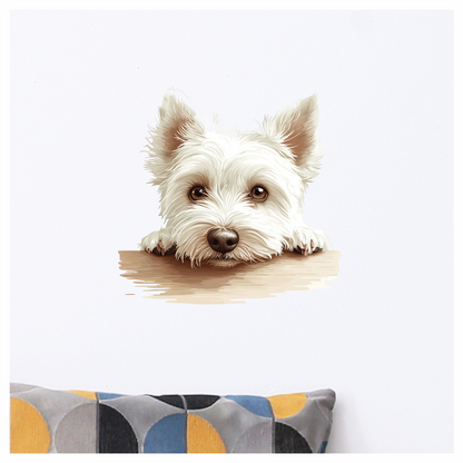 White Dog Westie Head Close Table Vinyl Sticker Decal