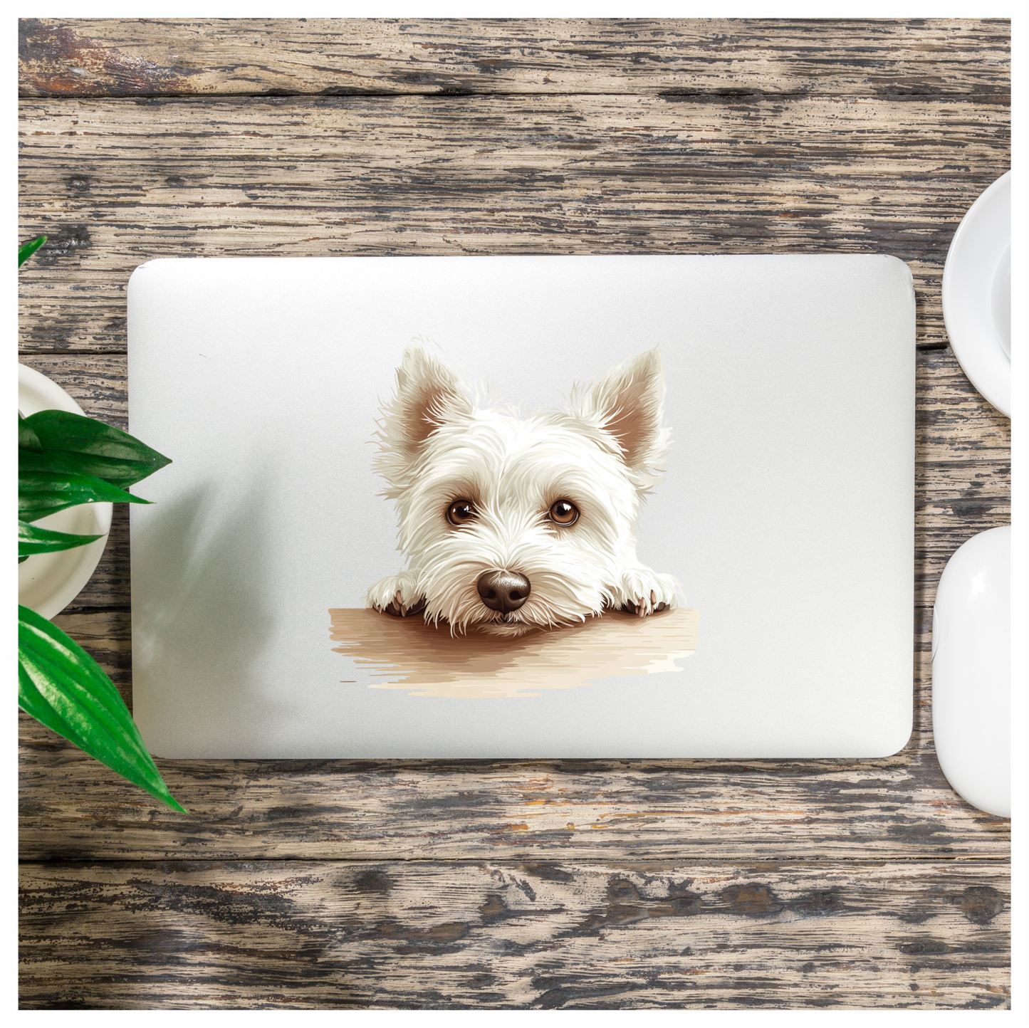 White Dog Westie Head Close Table Vinyl Sticker Decal