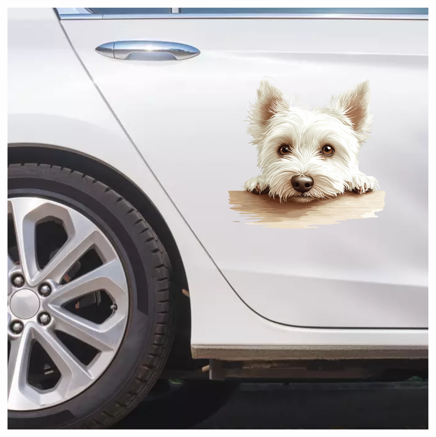 White Dog Westie Head Close Table Vinyl Sticker Decal