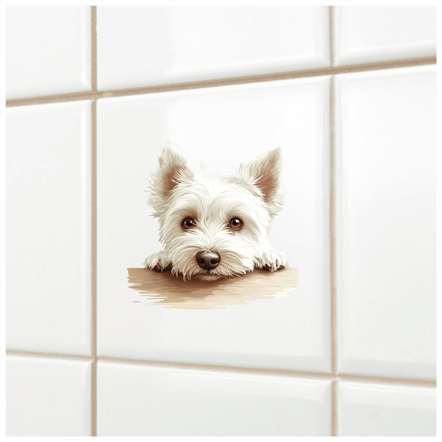 White Dog Westie Head Close Table Vinyl Sticker Decal