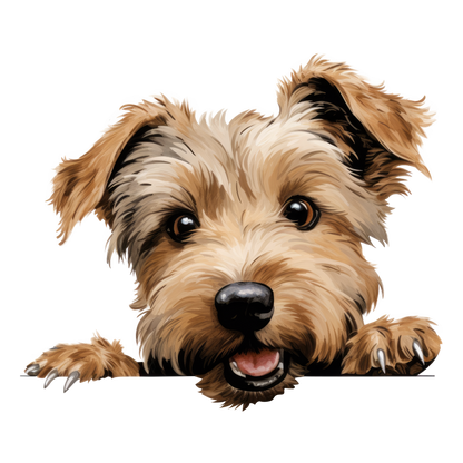 Brown Dog Terrier Happy Face Vinyl Sticker Decal