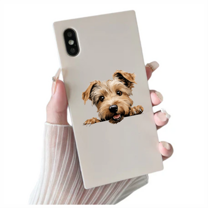 Brown Dog Terrier Happy Face Vinyl Sticker Decal