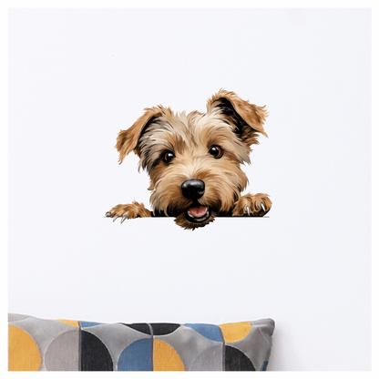 Brown Dog Terrier Happy Face Vinyl Sticker Decal