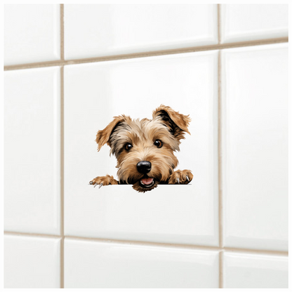 Brown Dog Terrier Happy Face Vinyl Sticker Decal