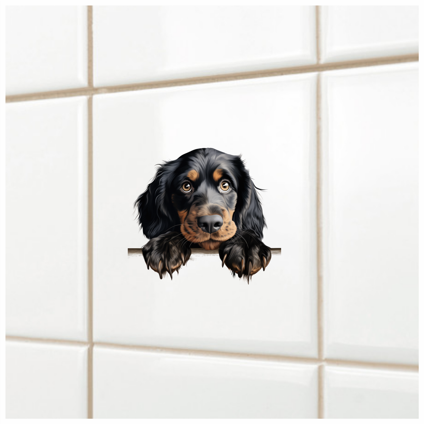 Black Dog Spaniel Cute Paws Vinyl Sticker Decal